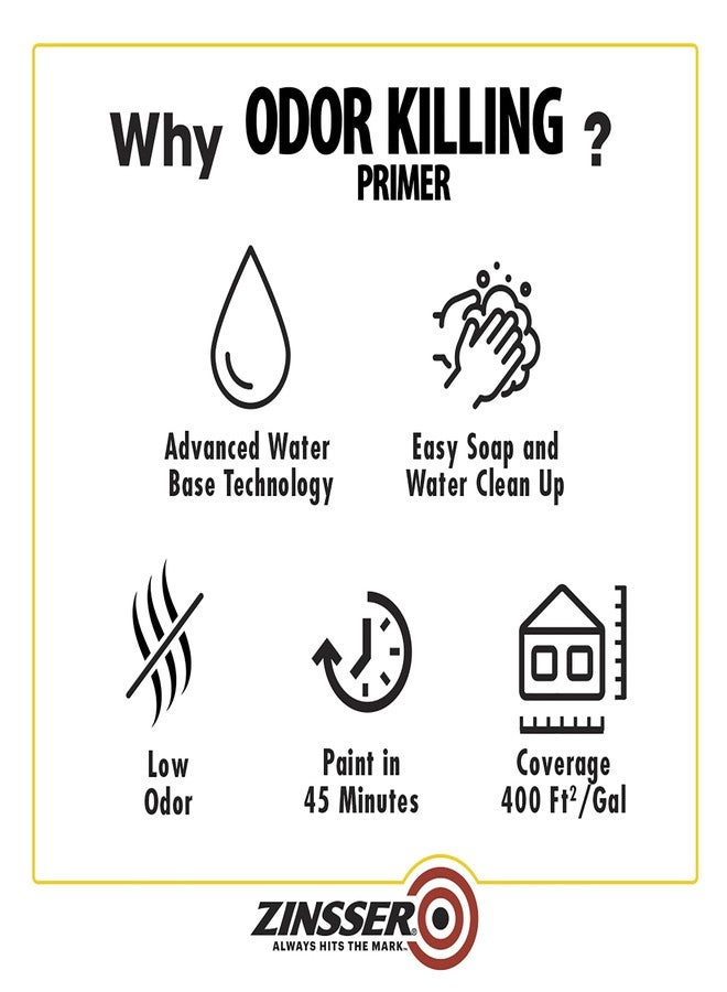 Zinsser Rust-Oleum Zinsser 307648 Odor Killing Primer, White, Quart - Image 5